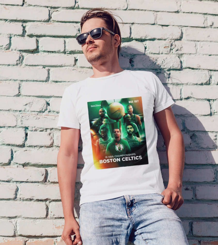 Box2Box Box Out 18 NBA Championships Boston Celtics T-Shirt