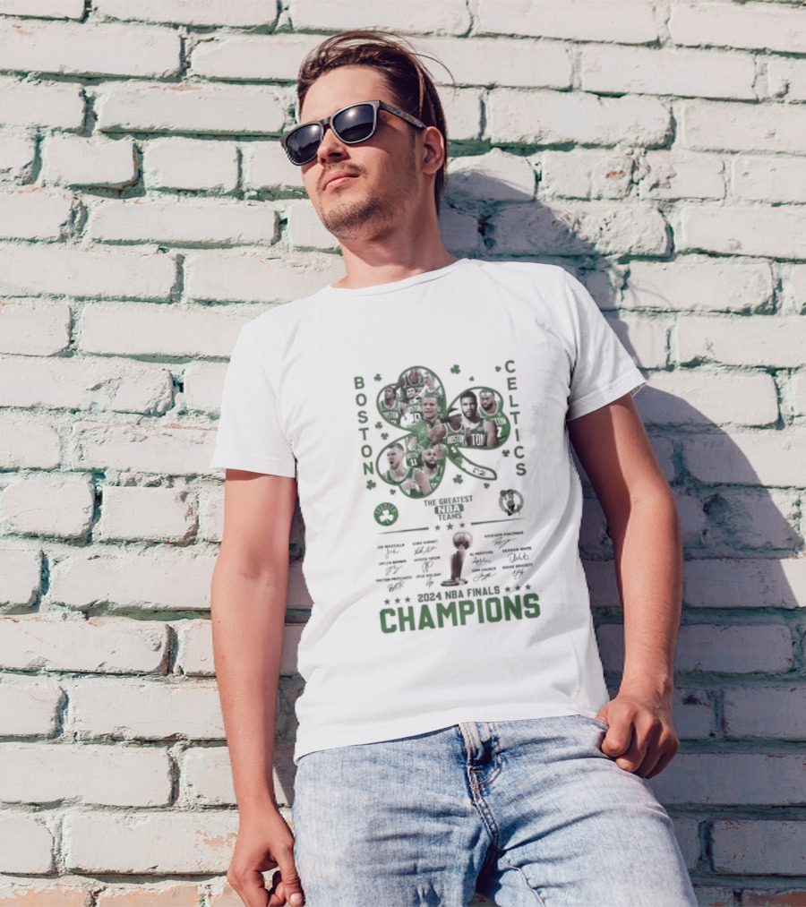 Boston Celtics 2024 NBA Finals Champions Signatures The Greatest NBA Team T-Shirt