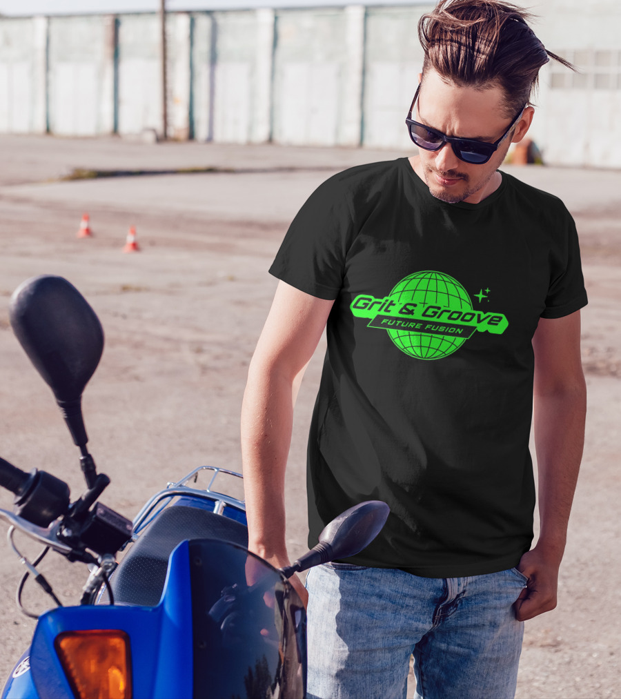 Grit And Groove Future Fusion Global Neon Green Sphere T-Shirt