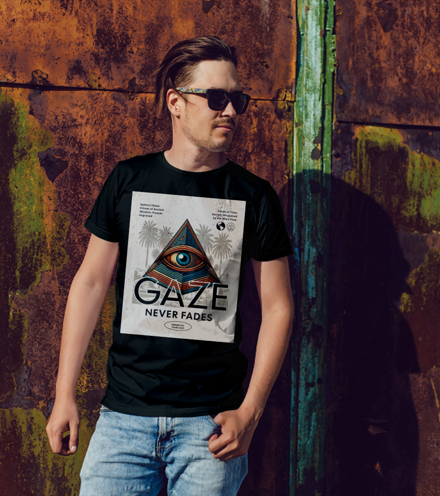 Gaze Never Fades Sphinx's Gaze Echoes Of Ancient Wisdom Forever Engraved Sands Of Time Secrets Whispered By The Nile's Flow MMMDCCC Years Ago T-Shirt