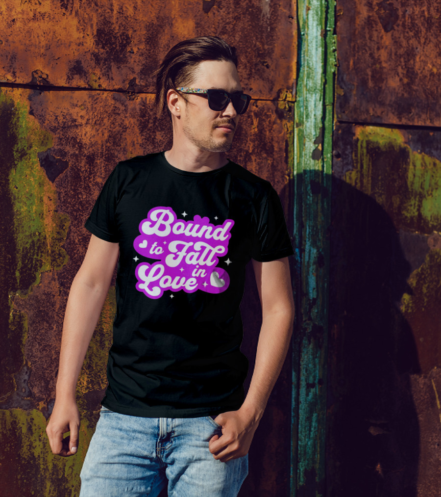 Bound To Fall In Love Purple Heart Stars T-Shirt