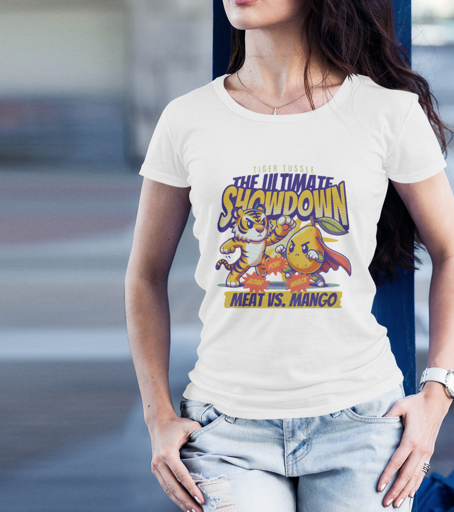 Tiger Tussle The Ultimate Showdown Meat Vs. Mango T-Shirt