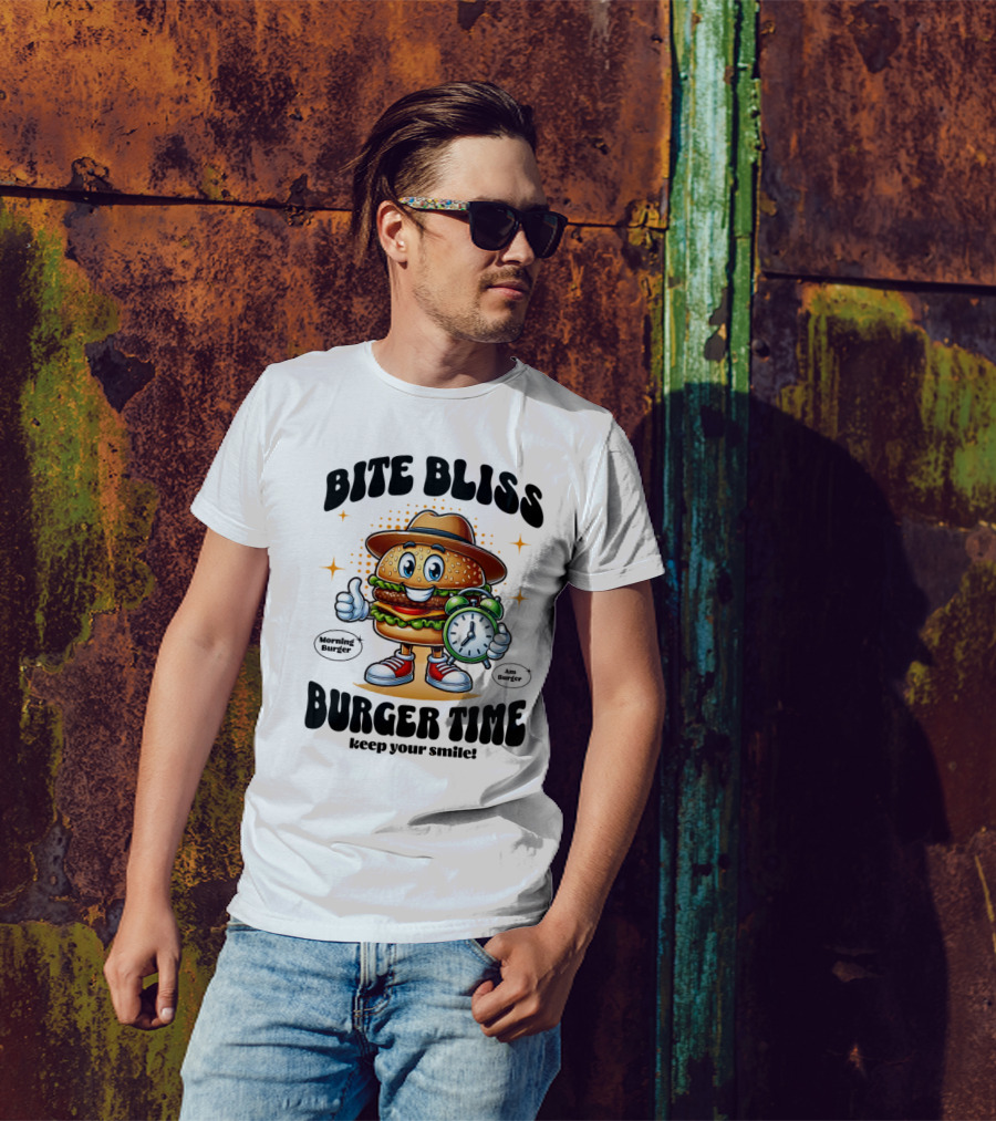 Bite Bliss Burger Time Keep Your Smile Morning Burger Ams Burger T-Shirt