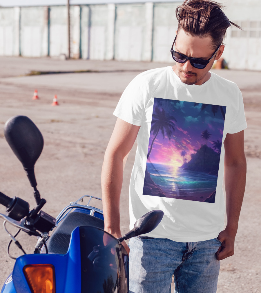 Escape The Ordinary Tropical Sunset With Palm Trees And Ocean View T-Shirt