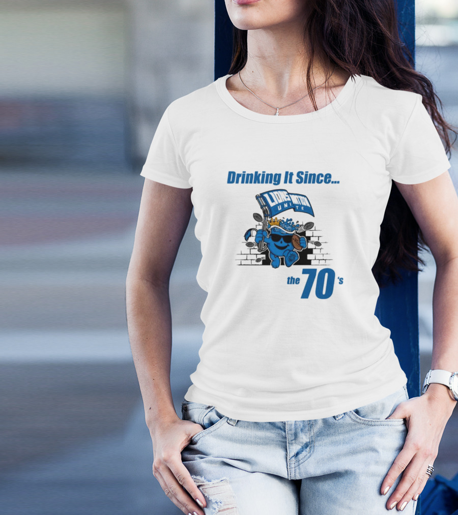 Lions United Drinking It Since The 70’s Fun Character With Flag And Crown T-Shirt