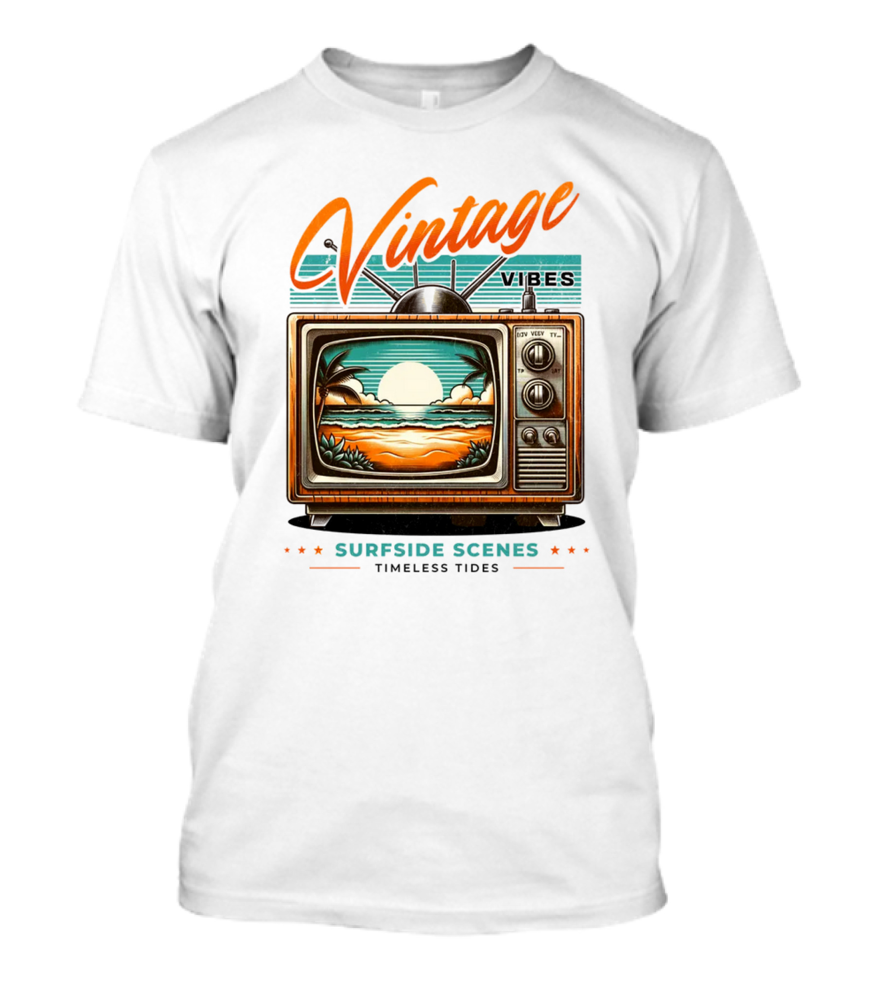 Vintage Vibes Surfside Scenes Timeless Tides T-Shirt