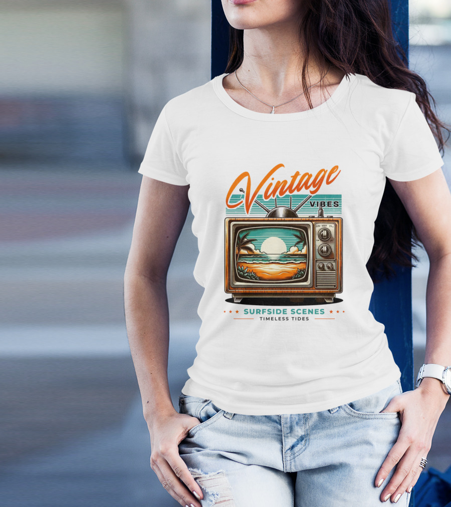 Vintage Vibes Surfside Scenes Timeless Tides T-Shirt