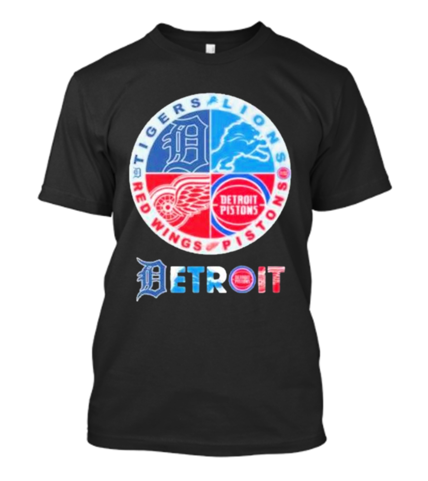 Detroit Tigers Lions Red Wings Pistons Circle T-Shirt