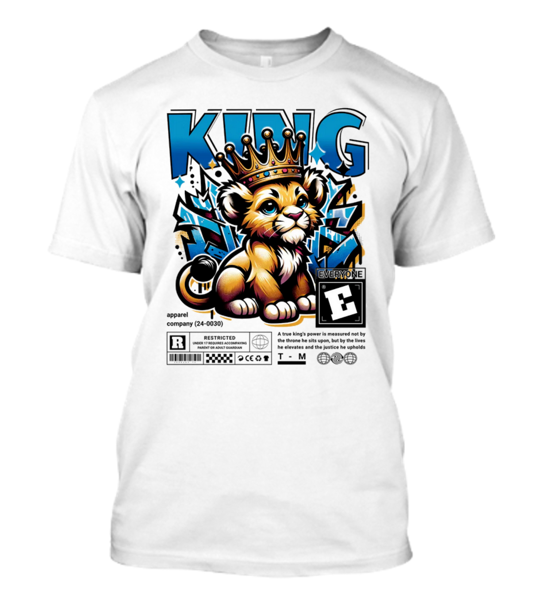 KING Lion Cub Crown Power True Justice Gaming E Motif T-Shirt