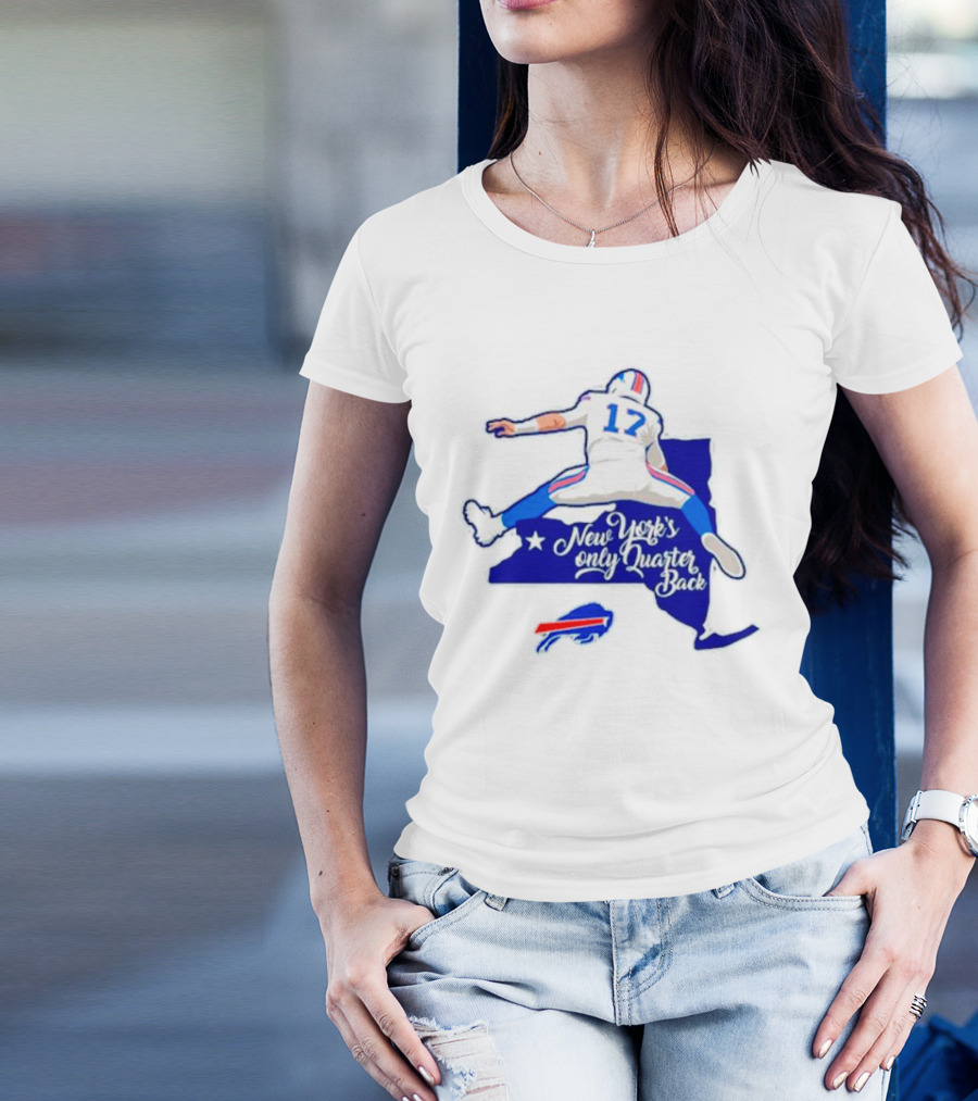 Buffalo Bills 17 New York's Only Quarterback With Iconic Jump And Team Colors T-Shirt