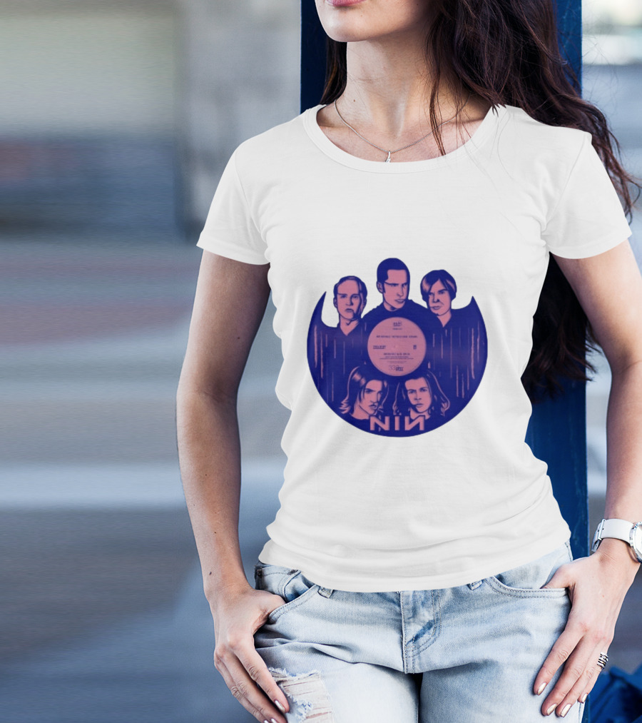 NIN Spiral Group Portrait With Record T-Shirt