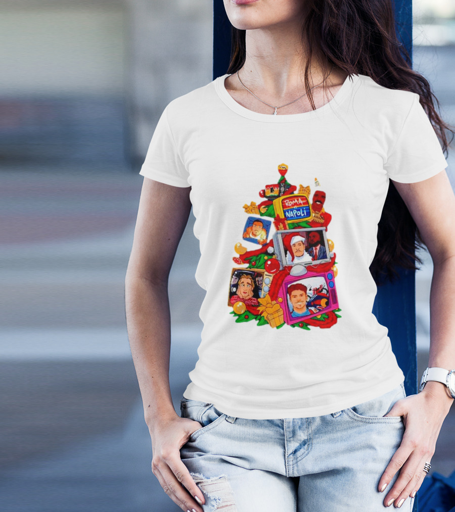 Romolo Con La Matchday Christmas Tree With Roma Napoli Christmas TV Characters T-Shirt