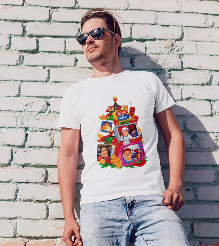 Romolo Con La Matchday Christmas Tree With Roma Napoli Christmas TV Characters T-Shirt