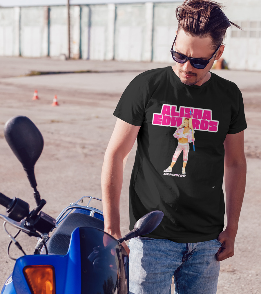 Alisha Edwards She's Hardcore Pink And White Wrestling T-Shirt