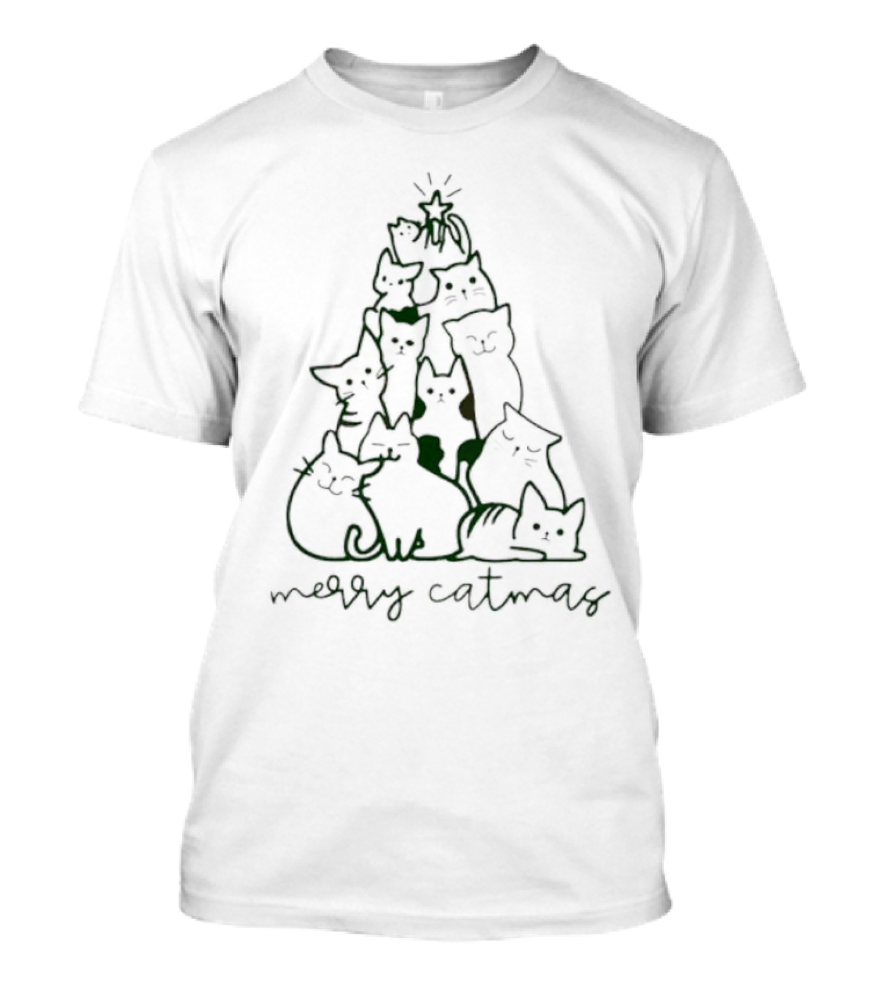 Merry Catmas Cat Christmas Tree With Funny Cats T-Shirt