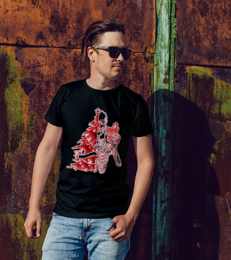 Skeleton Sorta Merry Sorta Scary Christmas Tree Splittinwigz T-Shirt
