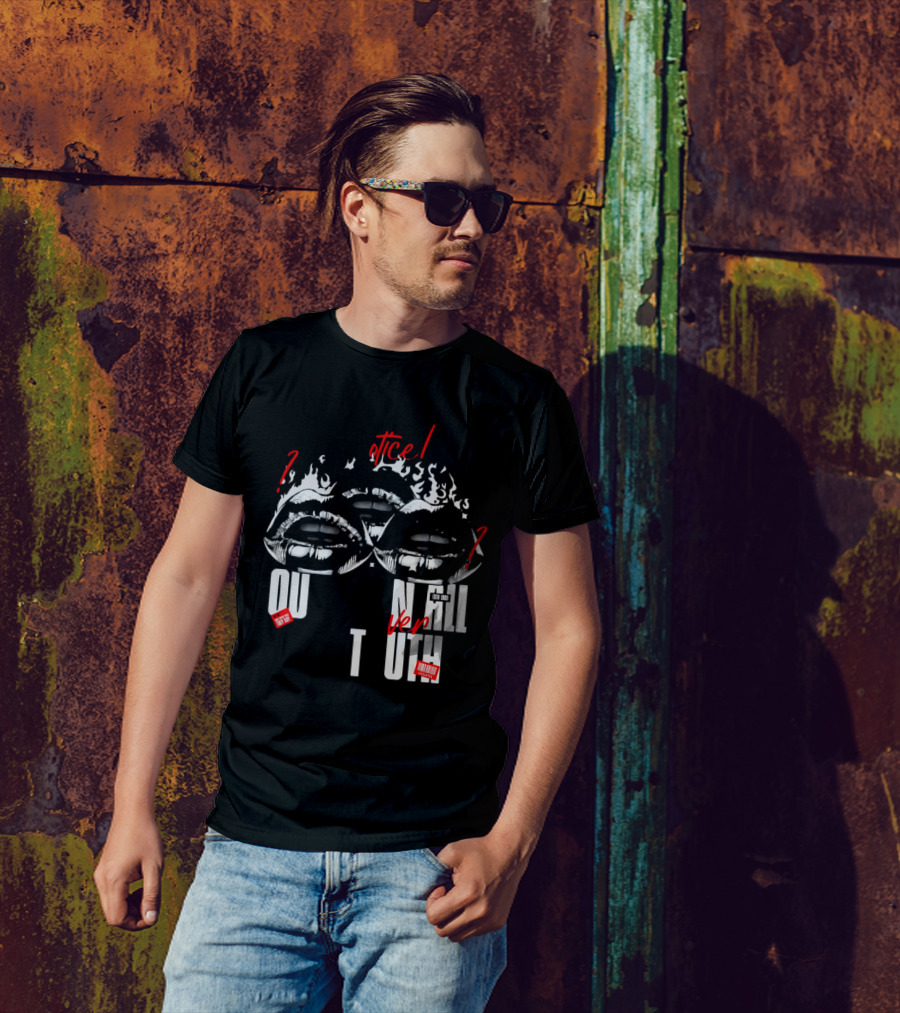 Out Veril Truth Notice Lips Question Flames T-Shirt