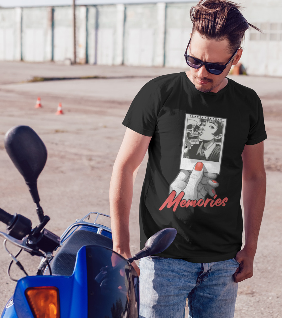 Irreplaceable Memories Polaroid With Skull Kiss T-Shirt