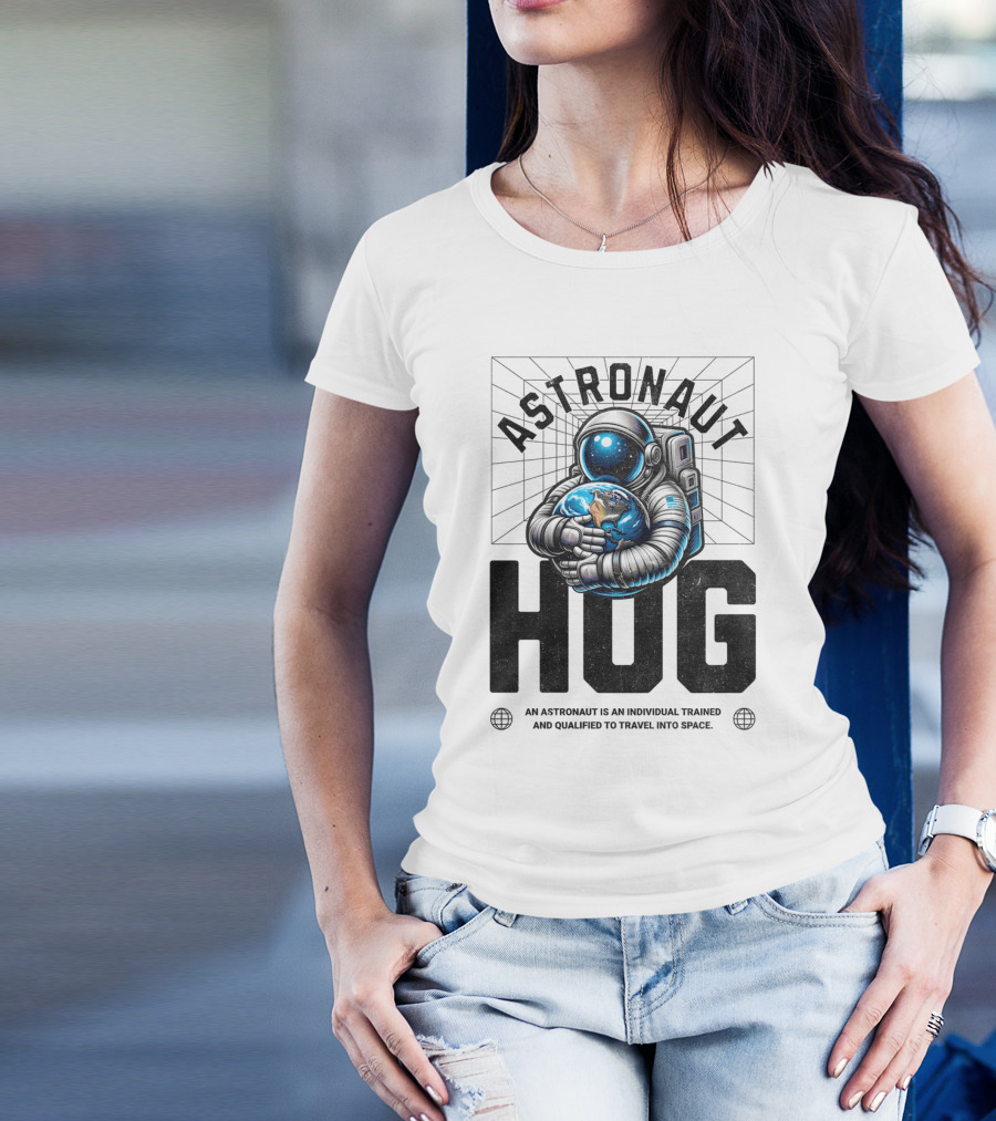 Astronaut Hug Earth Embrace Space Travel Qualification T-Shirt