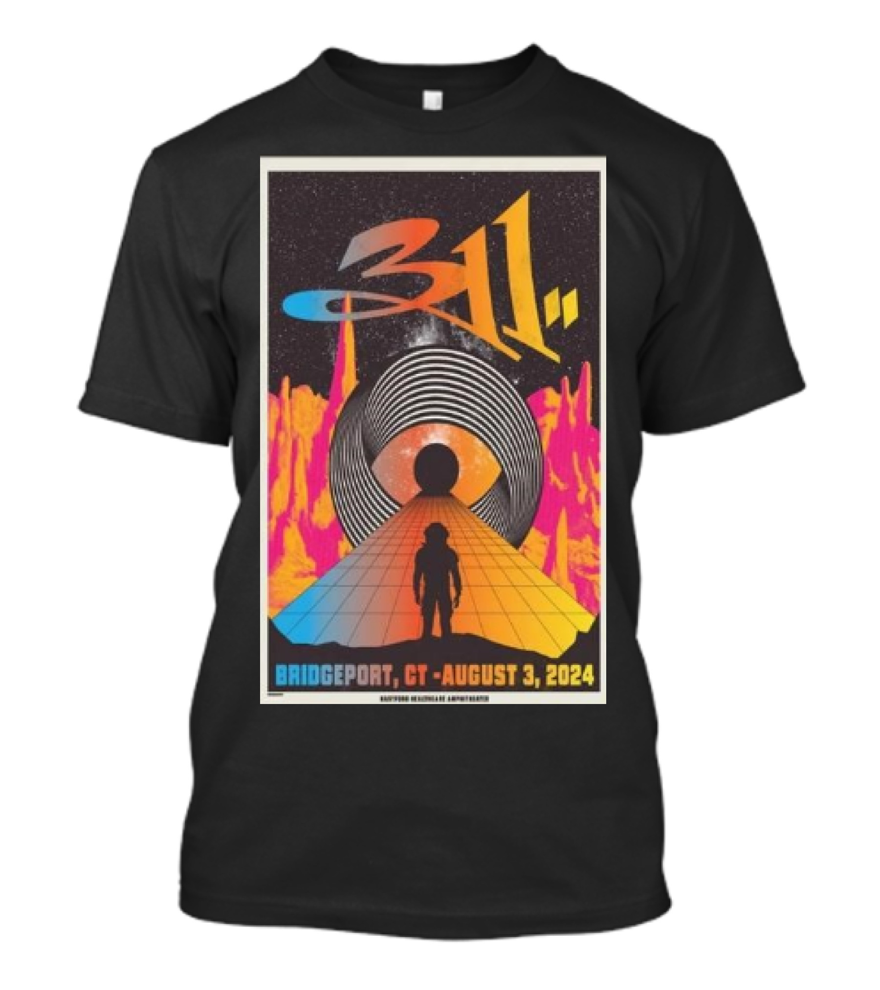 311 Bridgeport CT August 3 2024 Colorful Cosmic Eye Pathway T-Shirt