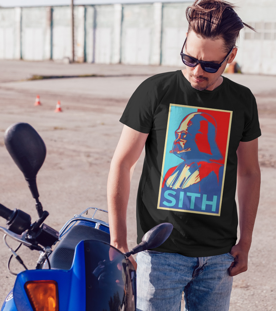 Darth Vader Sith Hope Poster Style Blue Red T-Shirt