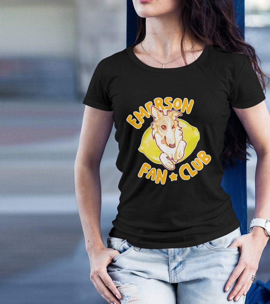Emerson Fan Club Cute Collie Dog With Lemon T-Shirt