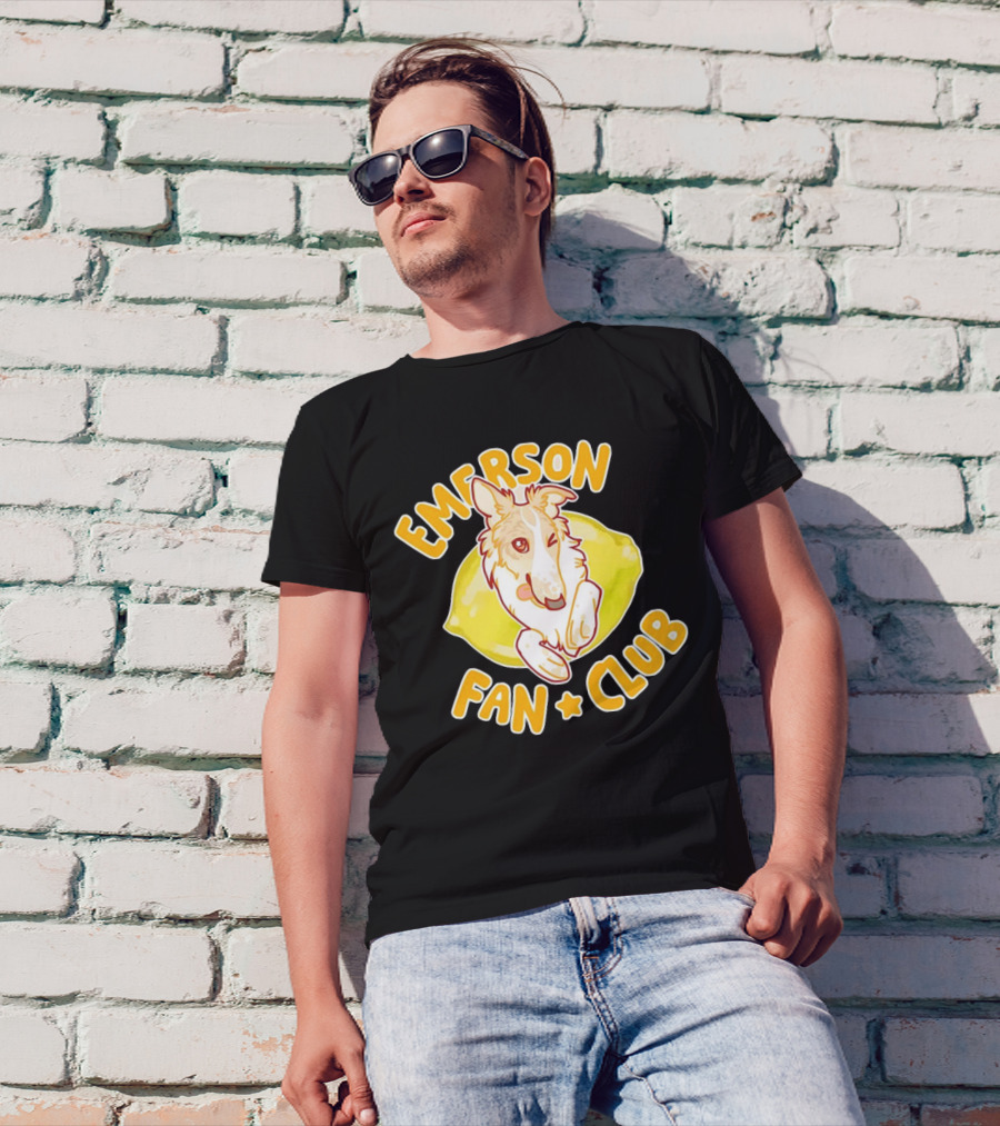 Emerson Fan Club Cute Collie Dog With Lemon T-Shirt