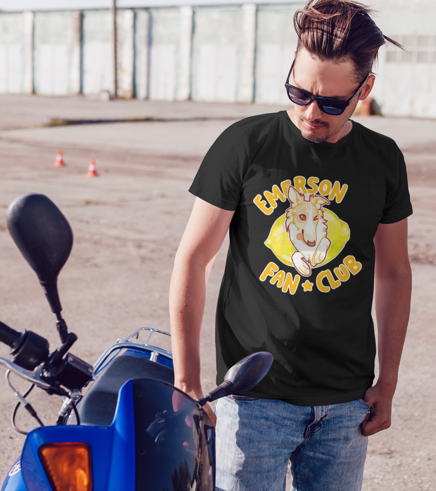 Emerson Fan Club Cute Collie Dog With Lemon T-Shirt