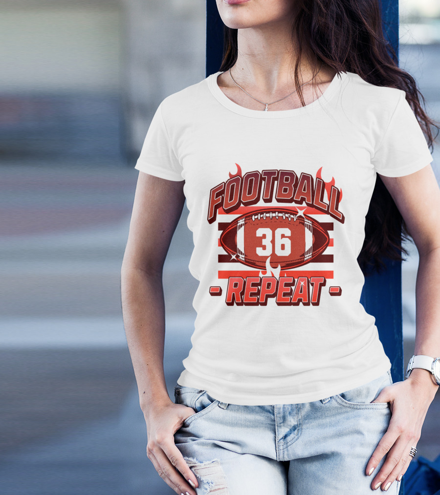 Football Repeat 36 Burn Flames T-Shirt