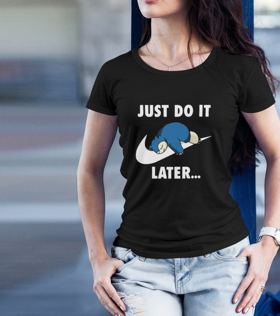Pokemon Snorlax Just Do It Later Iconic Relaxation Motif T-Shirt