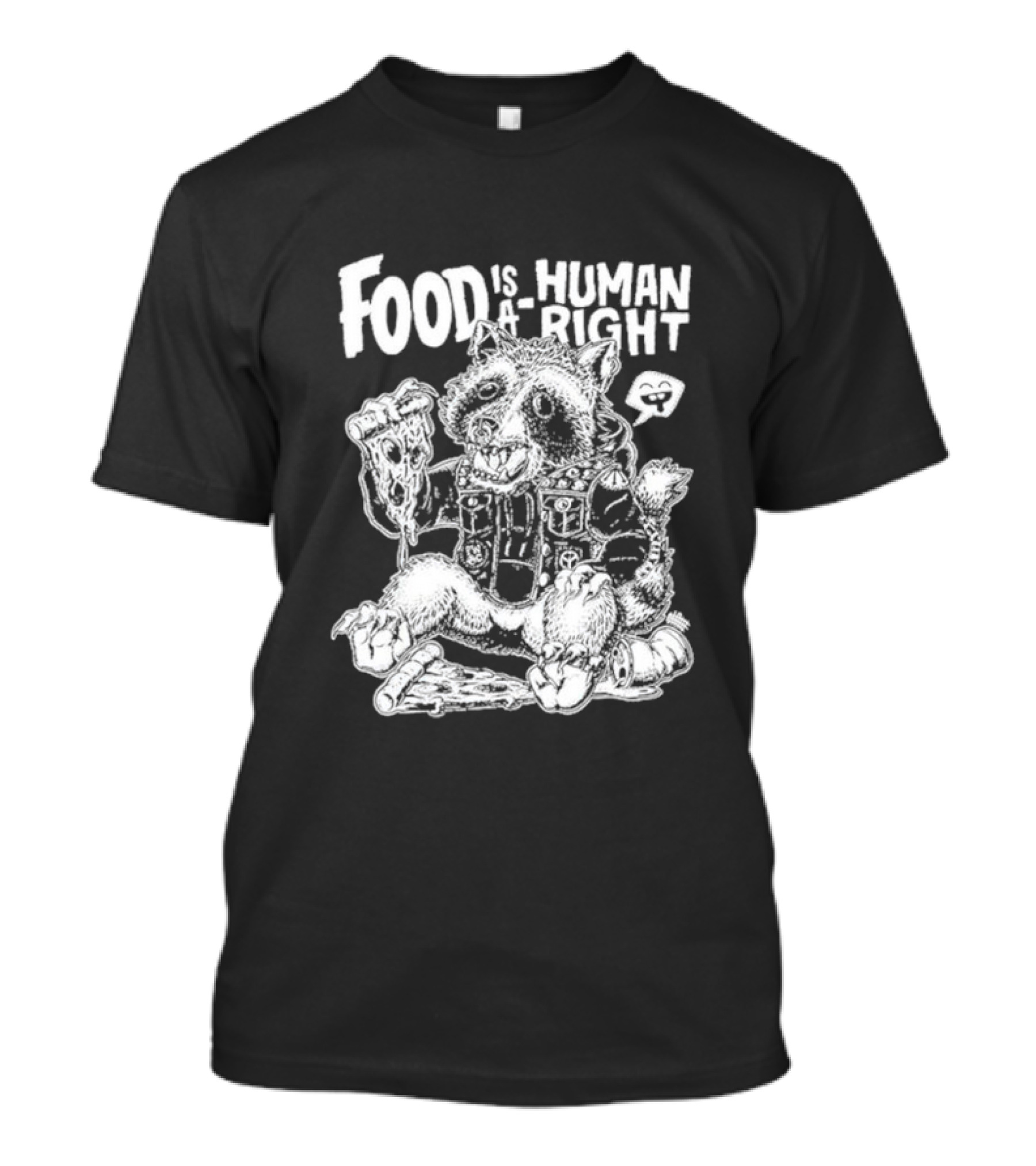 Food Is A Human Right Raccoon Pizza Cheesy Delight T-Shirt