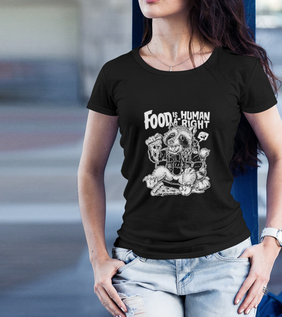 Food Is A Human Right Raccoon Pizza Cheesy Delight T-Shirt