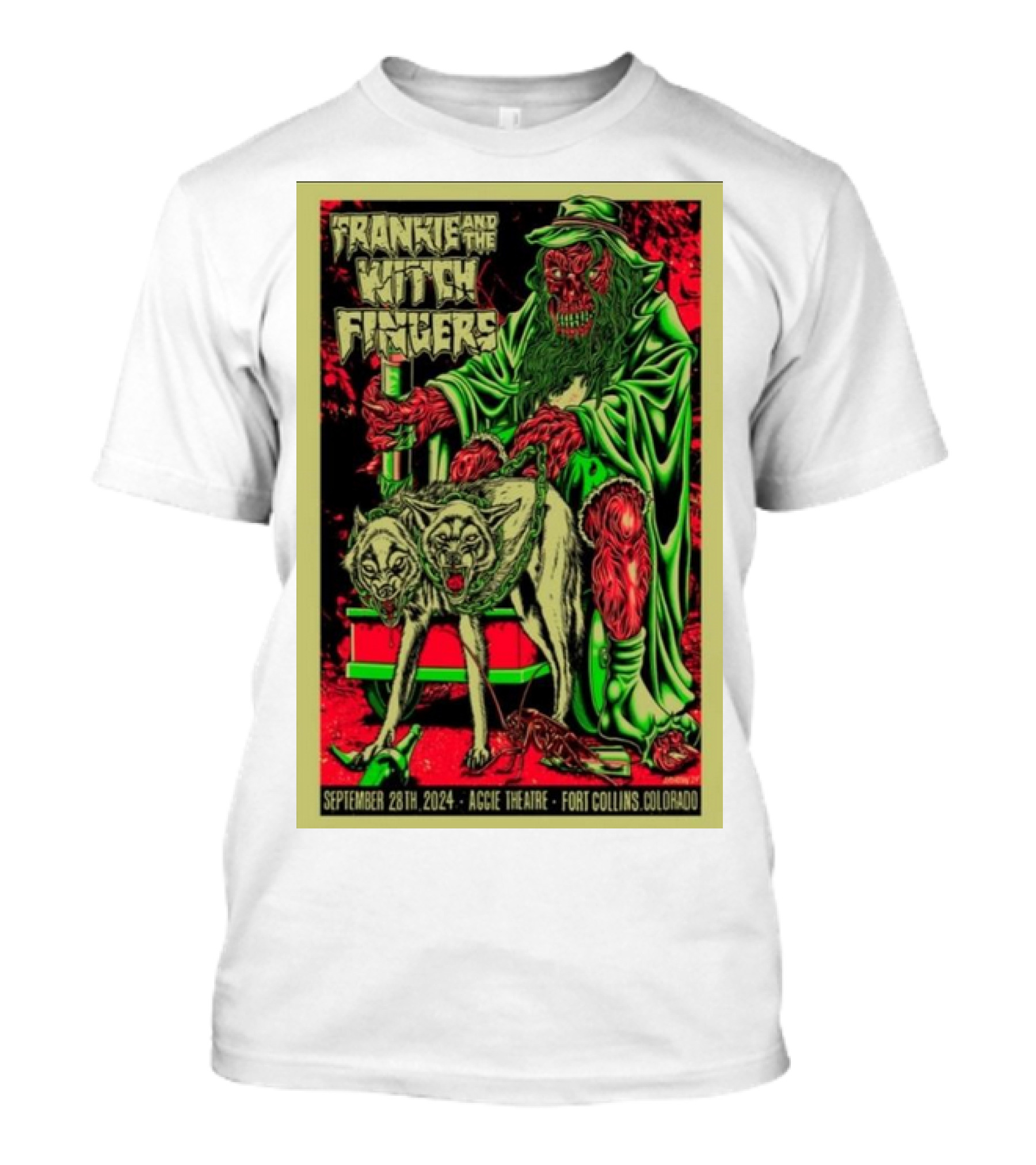 Frankie And The Witch Fingers Aggie Theatre Fort Collins September 28 2024 Vampire And Wolf T-Shirt