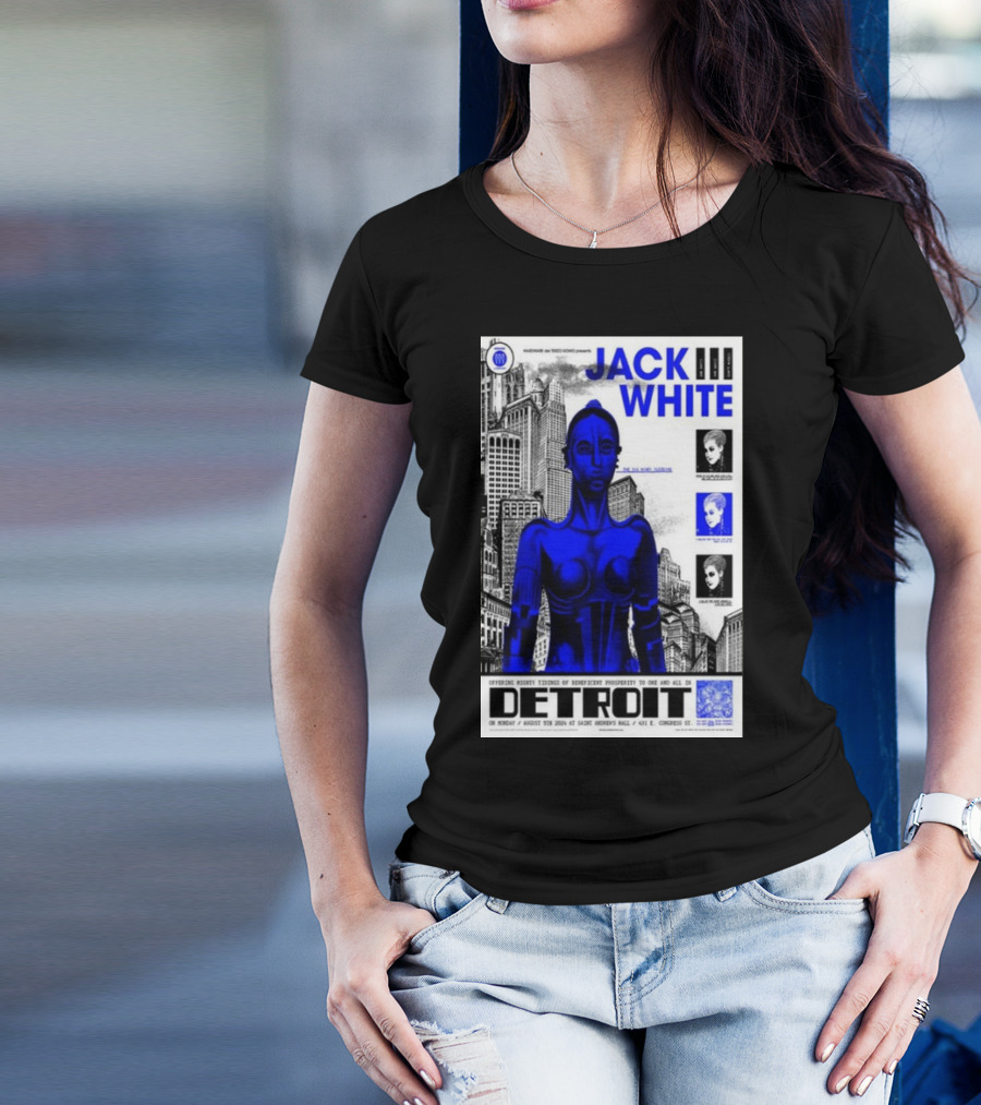 Jack White August 05 2024 Detroit St Andrew's Hall Poster Art Deco T-Shirt