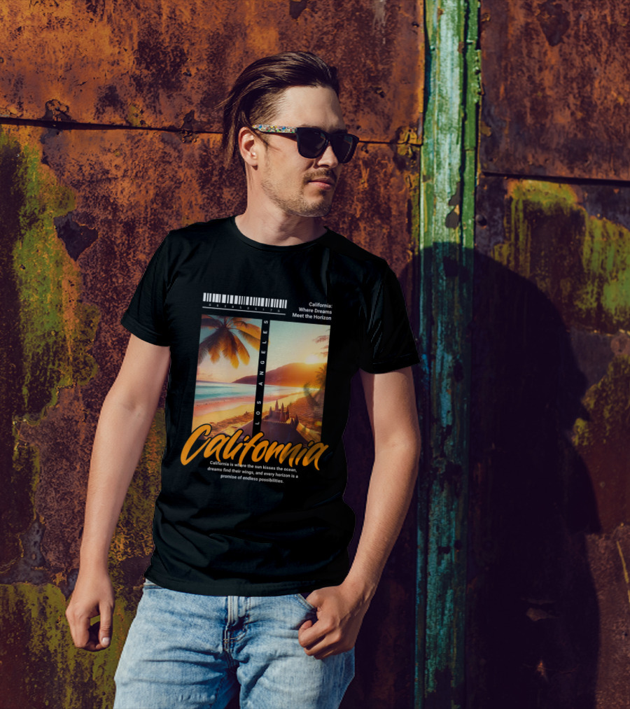 Los Angeles California Where Dreams Meet The Horizon Ocean Sunset T-Shirt