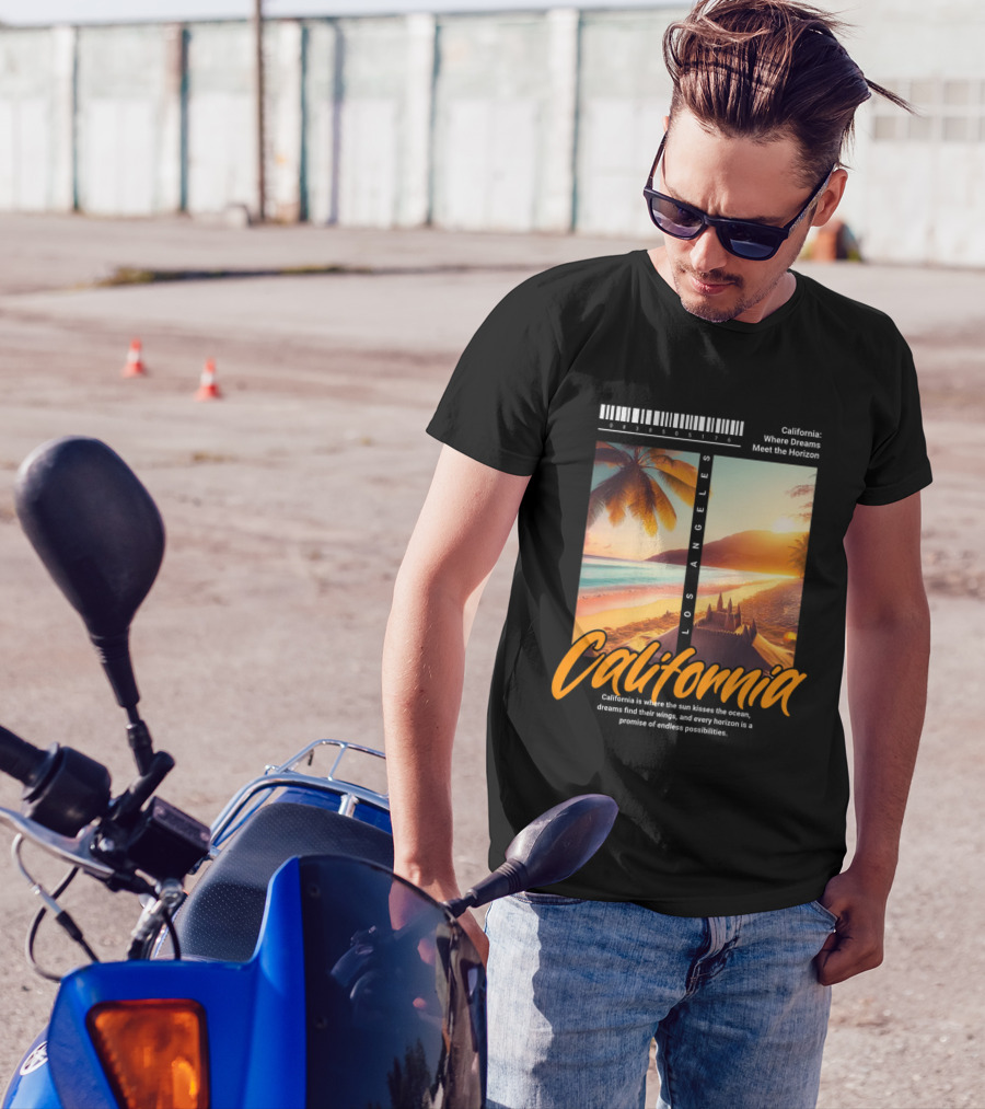 Los Angeles California Where Dreams Meet The Horizon Ocean Sunset T-Shirt