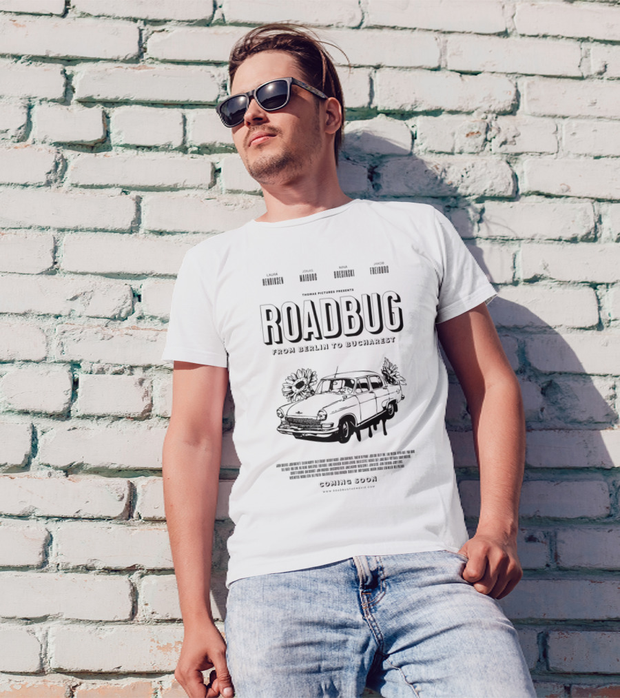 Roadbug From Berlin To Bucharest Thomas Pictures Presents Classic Car Movie T-Shirt