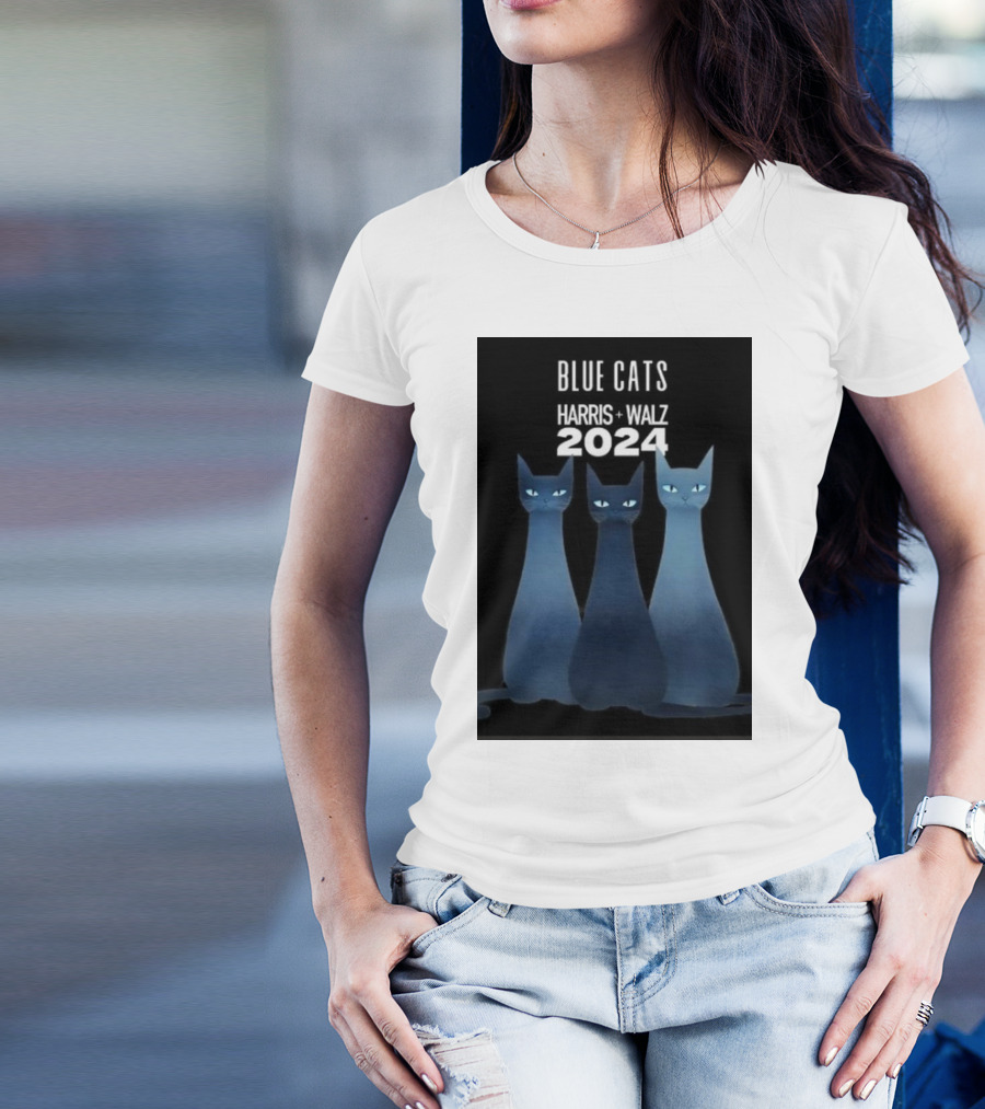 Blue Cats Harris Walz 2024 Cat Ladies Rejoice Paws For Unity On A T-Shirt