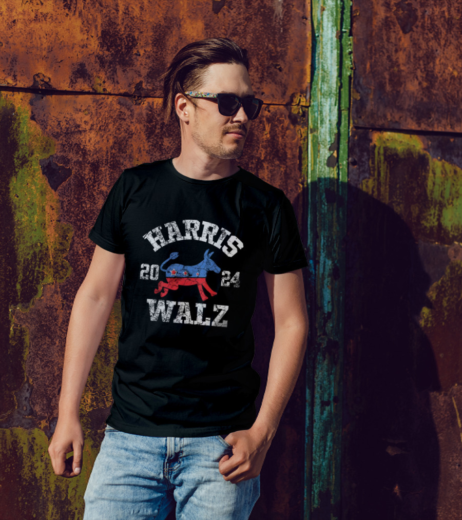 Harris Walz 2024 Election Democrat Donkey Symbol Kamala Harris Tim Walz T-Shirt