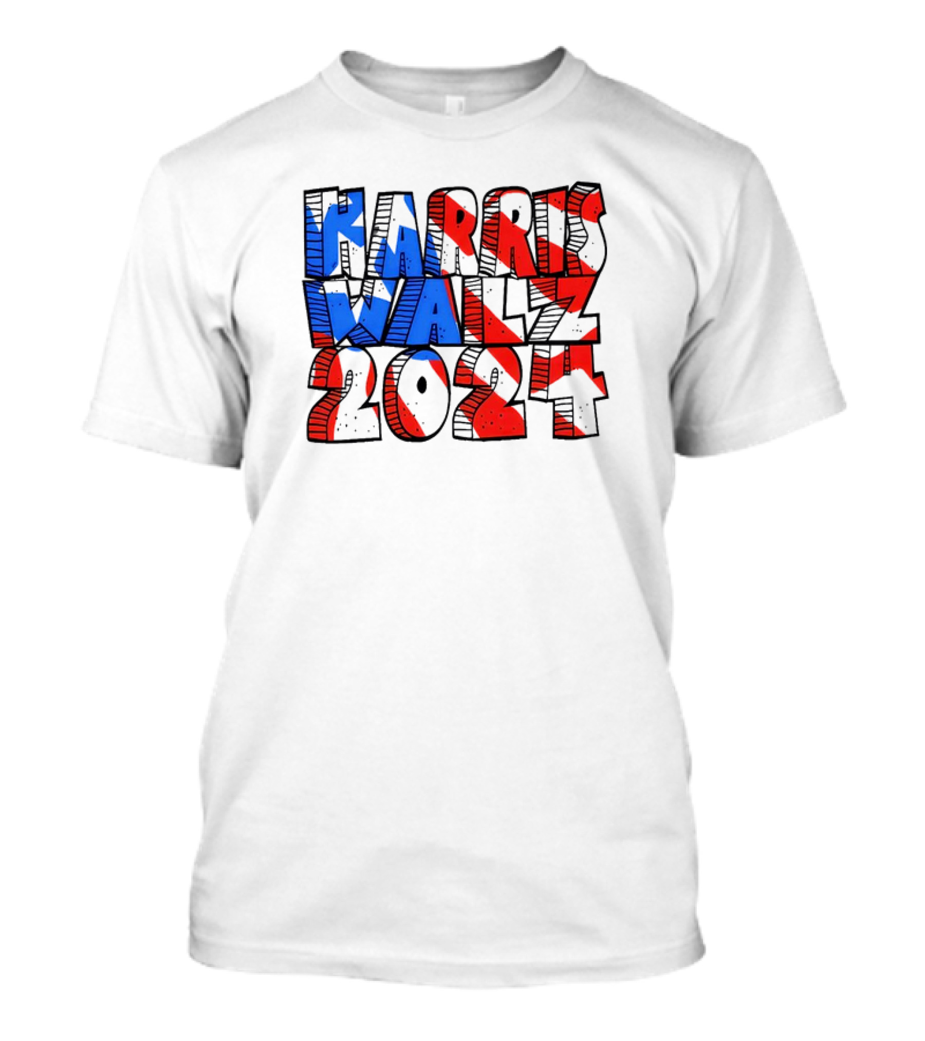 Harris Walz 2024 Red Blue One Team Win American Flag T-Shirt