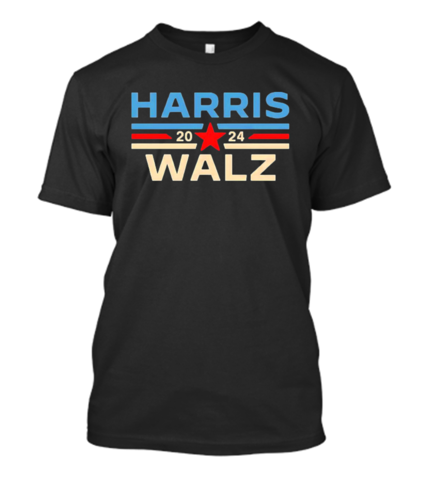 HARRIS WALZ 2024 Retro Star Red Blue White T-Shirt