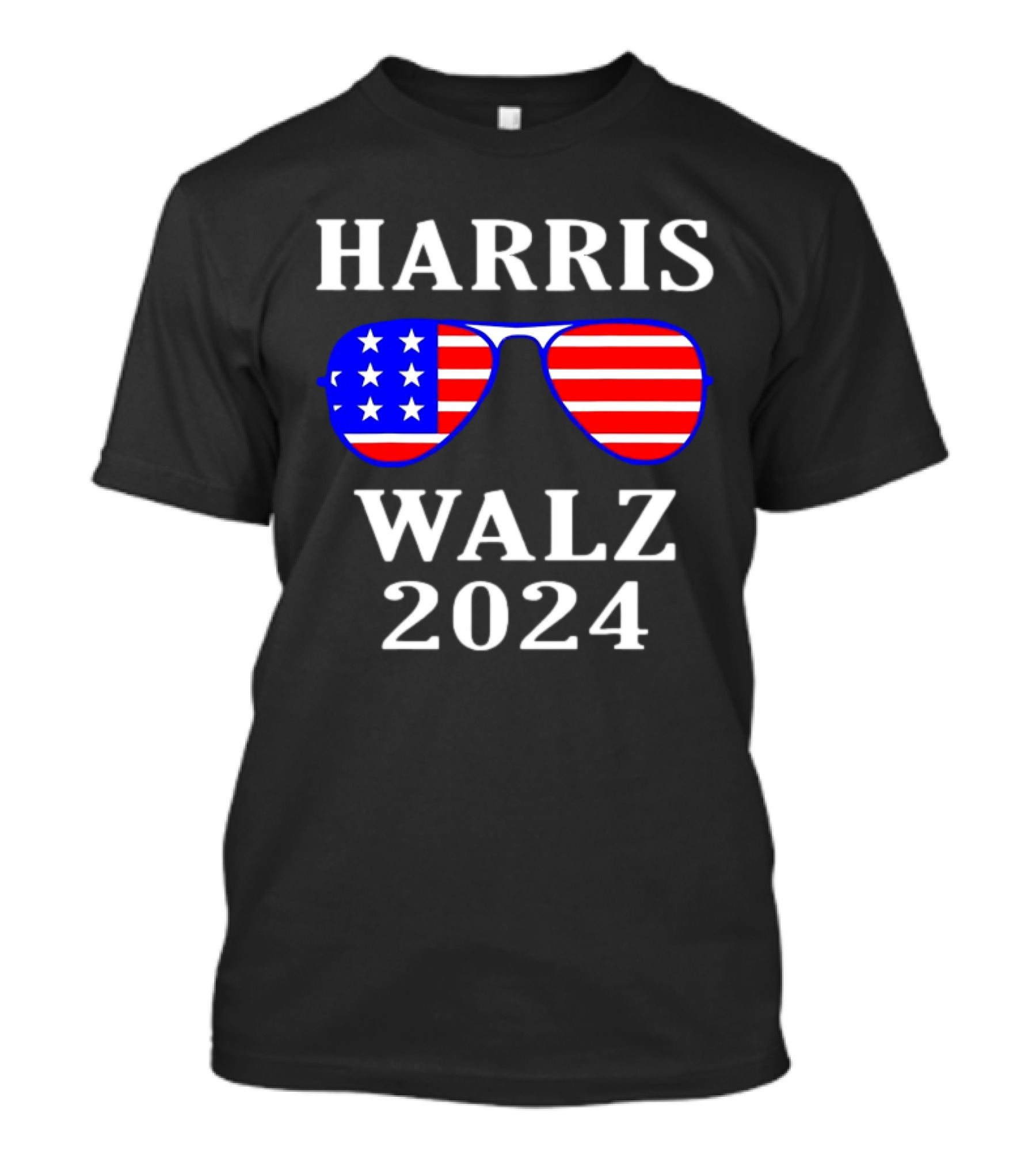 Harris Walz 2024 USA Flag Aviator Sunglasses T-Shirt