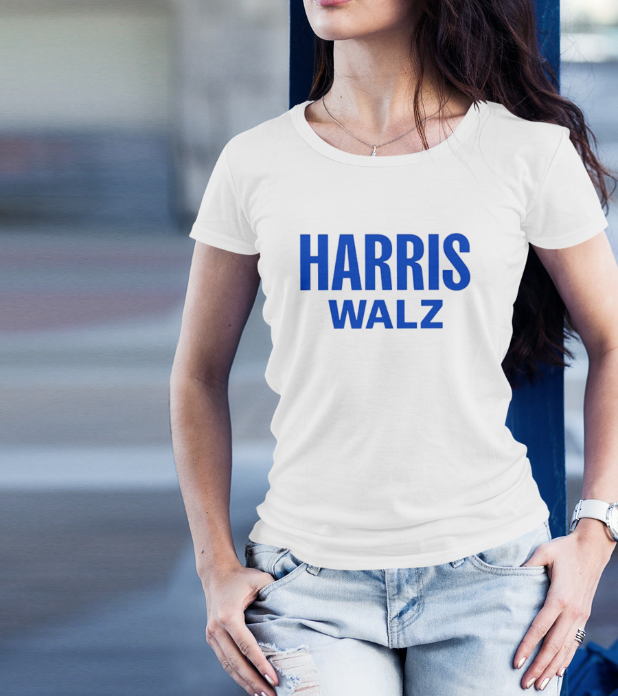Harris Walz Ned Lamont Blue Text T-Shirt