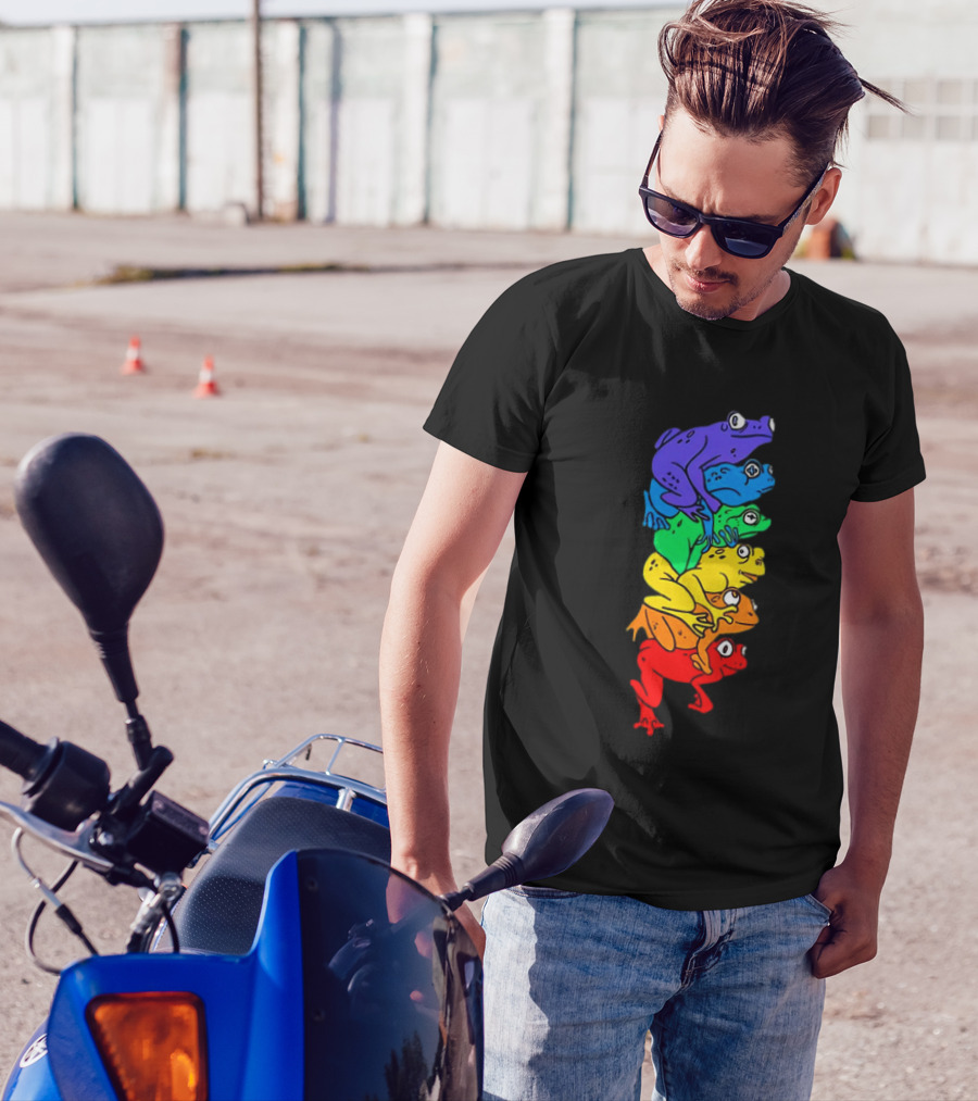 Rainbow Gay Frog Stack T-Shirt