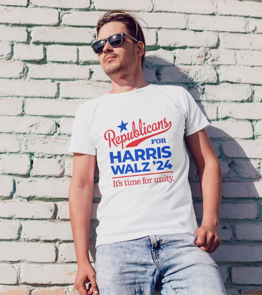 Republicans For Harris Walz '24 It's Time For Unity T-Shirt