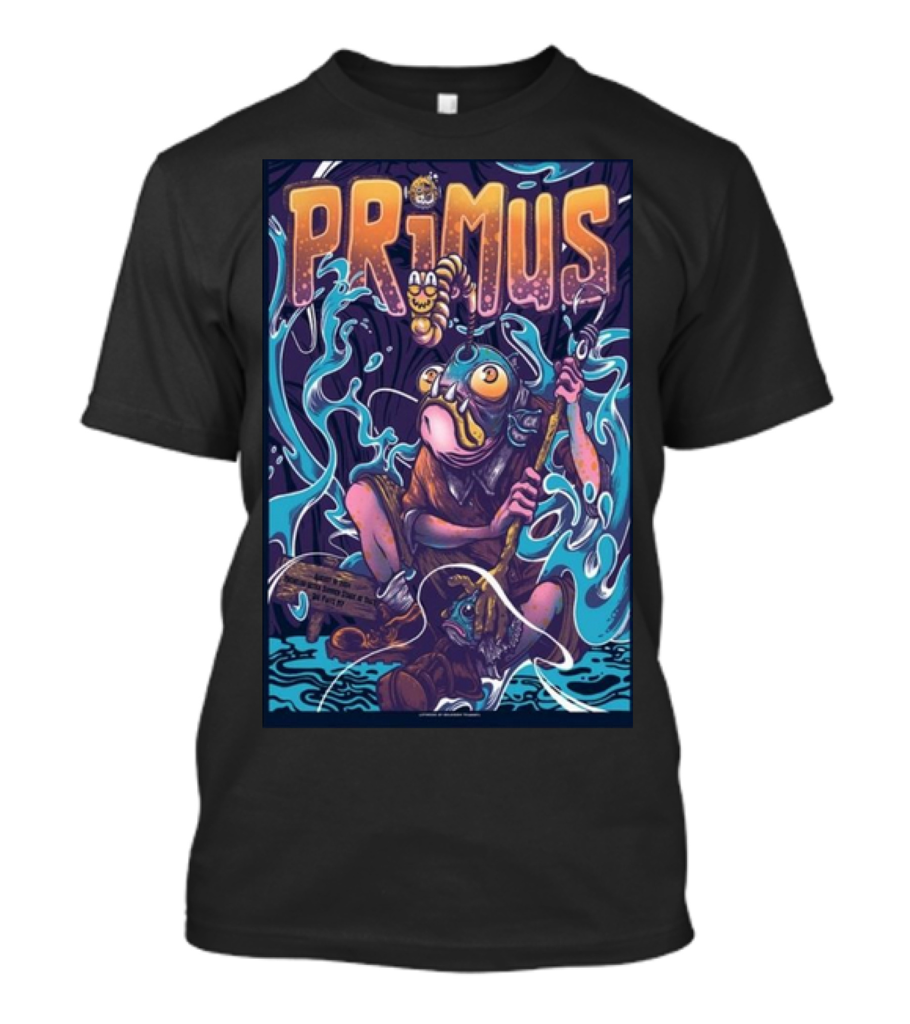 Primus Band Big Flats NY August 10 2024 Surreal Fish Creature T-Shirt