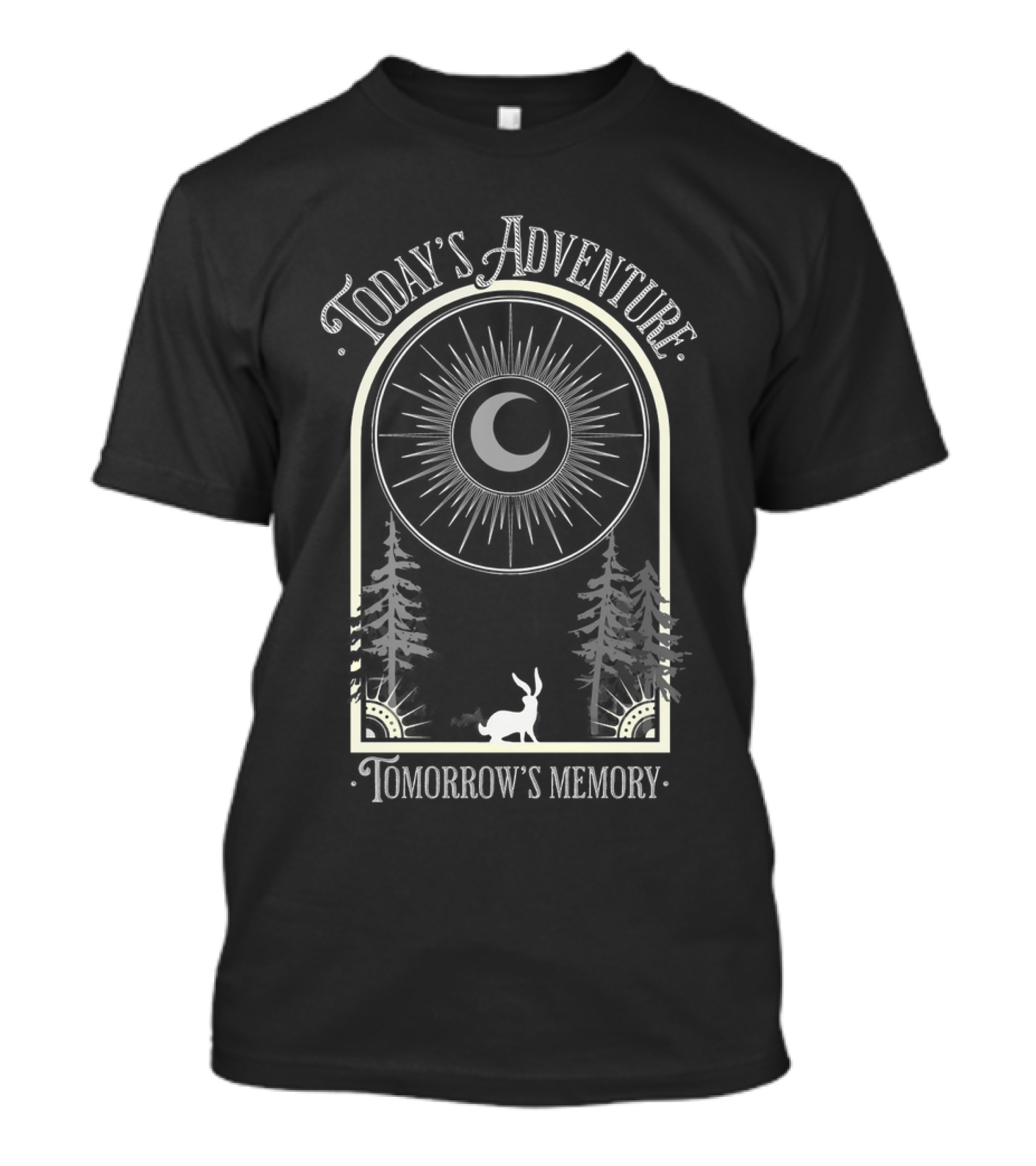 Today's Adventure Tomorrow's Memory Crescent Moon Forest Rabbit T-Shirt
