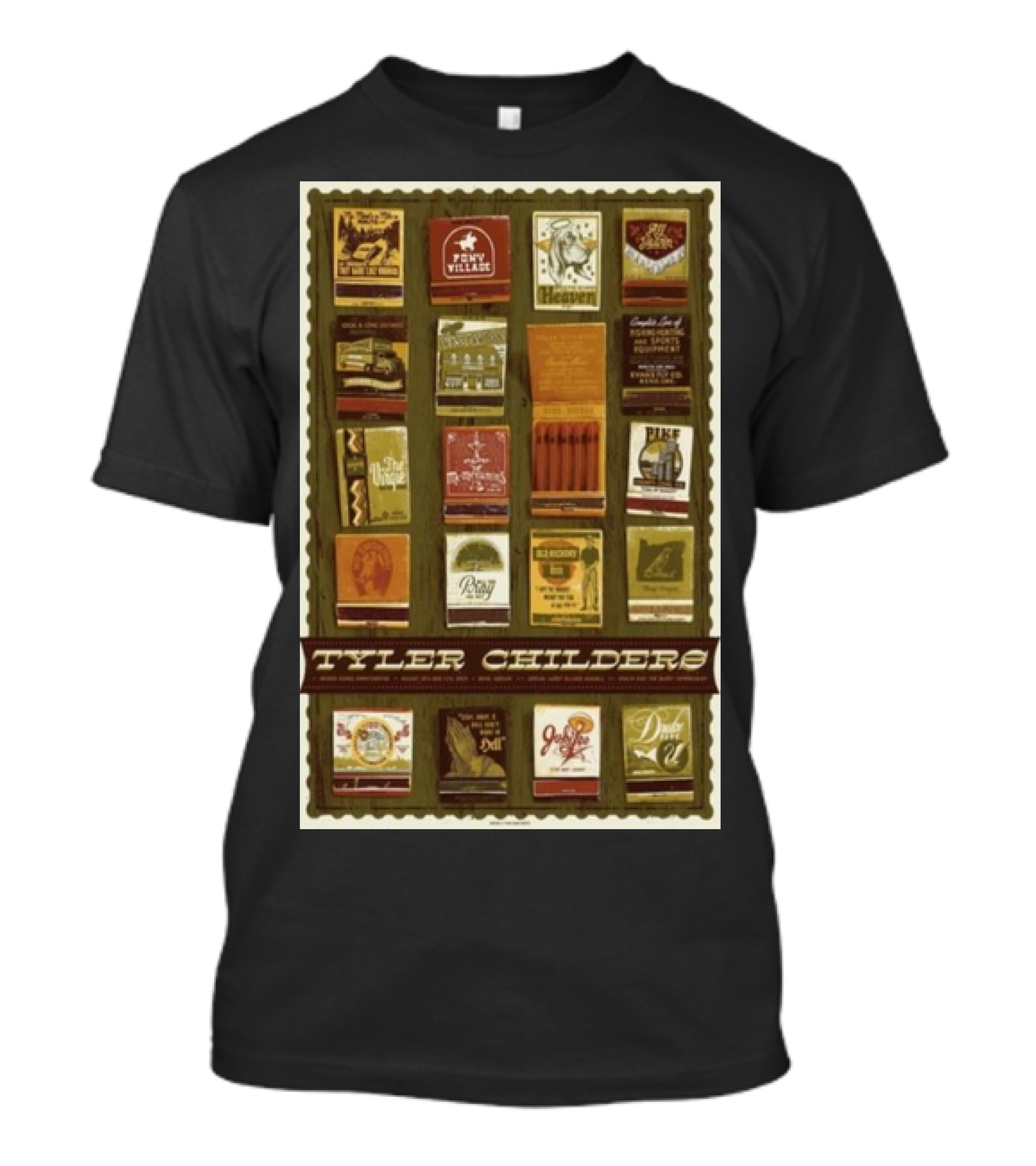 Tyler Childers Pony Village Tour August 10-11 2024 Hayden Homes Amphitheater Vintage Style Matchbook T-Shirt