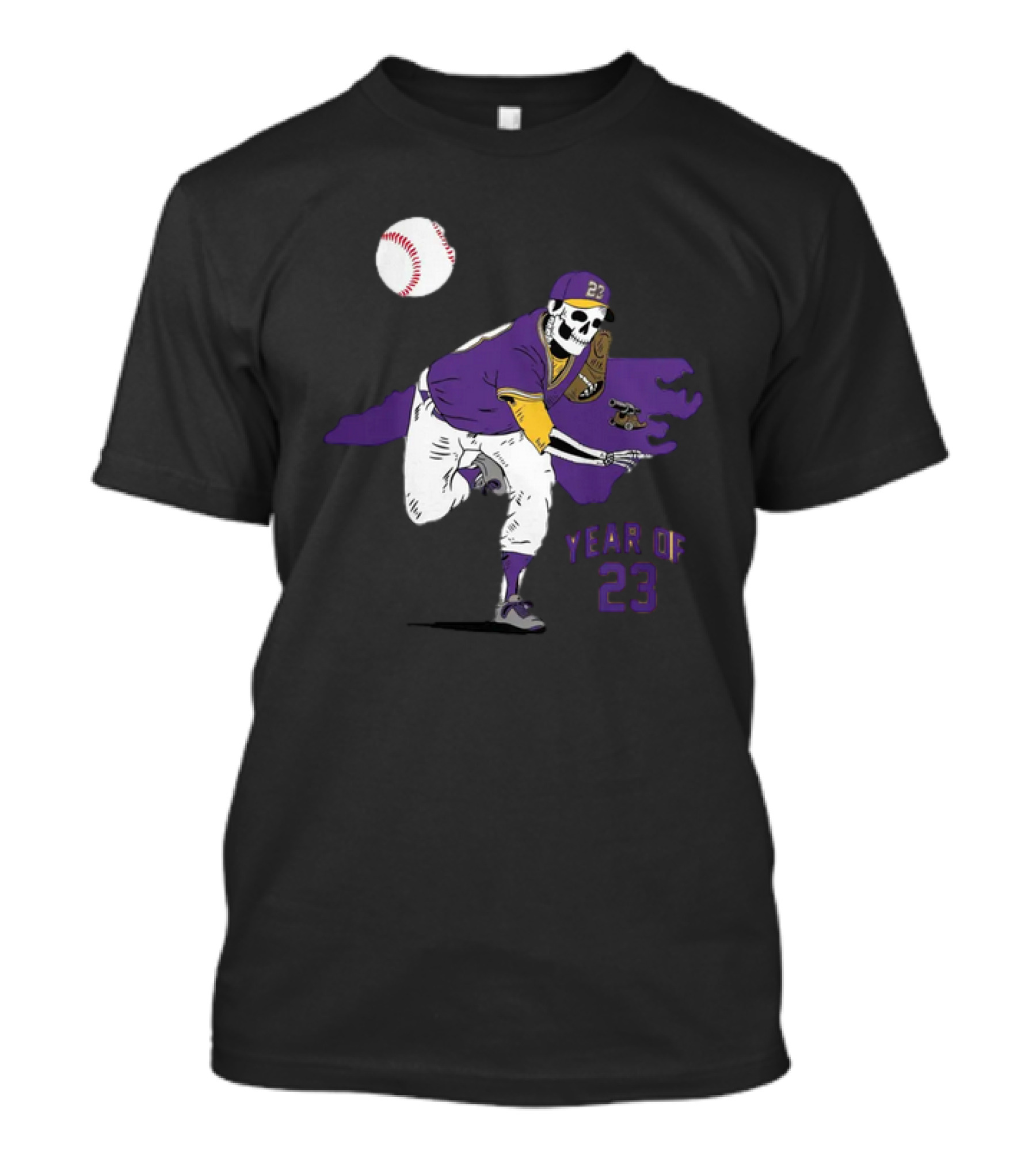 Year Of 23 Skeleton Pitcher With Baseball And North Carolina From T-Shirt