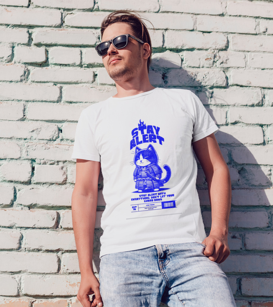Stay Alert With Everything Don't Let Your Guard Down Cat Ninja T-Shirt